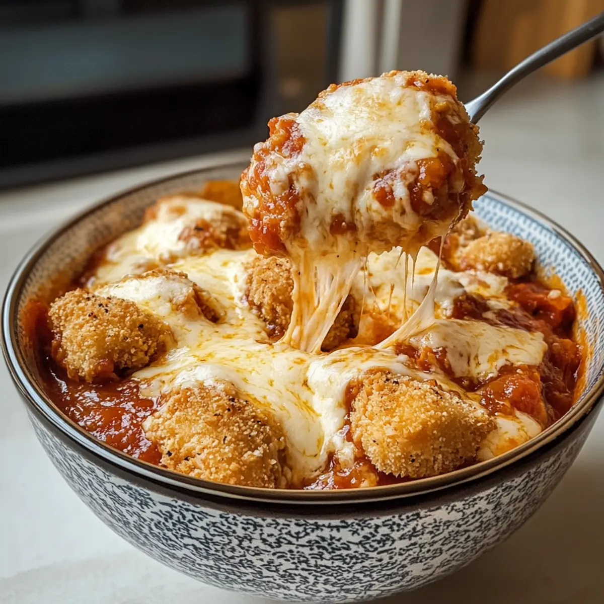 Hüttenkäse Hühnchen Parm Schüssel für gesunde Genießer