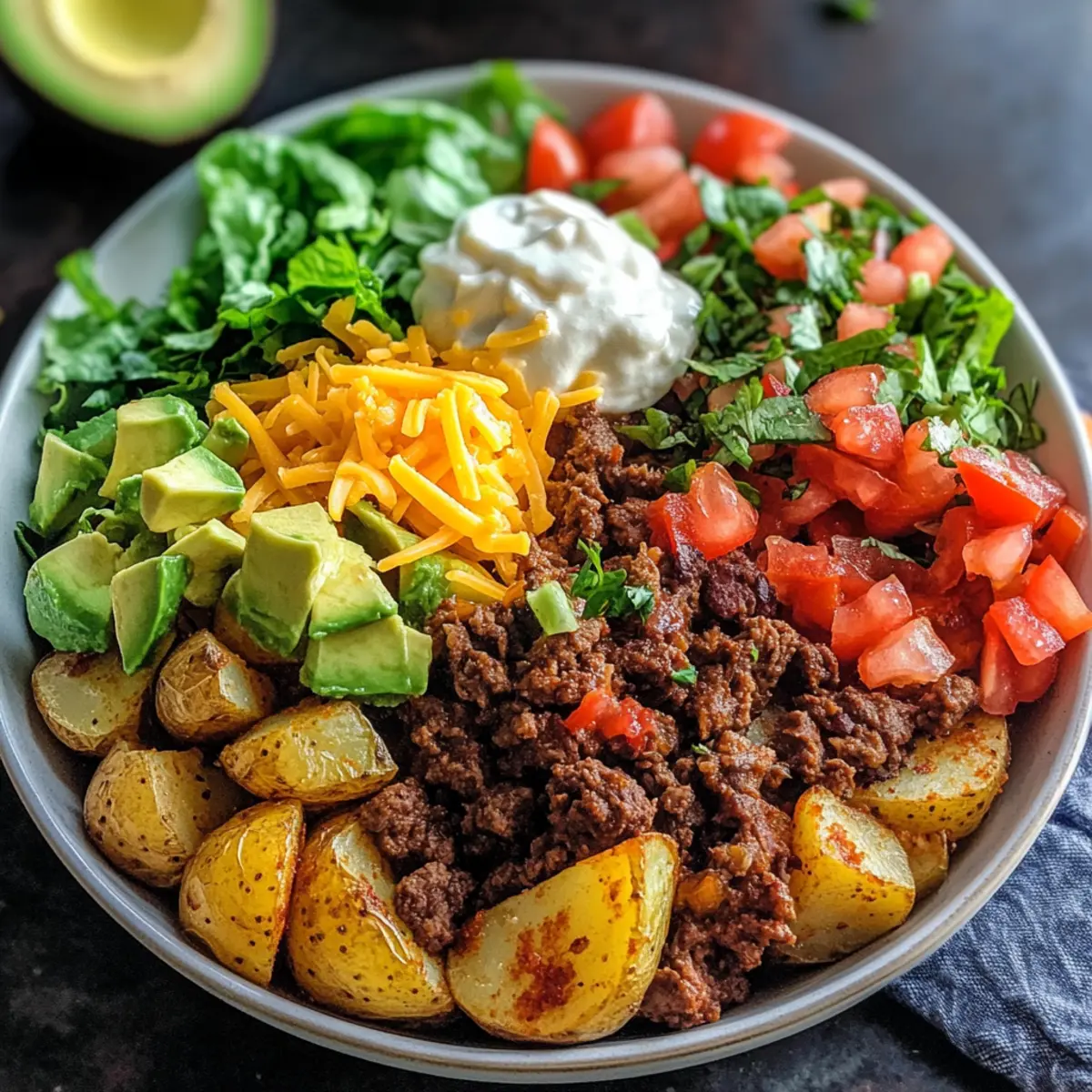 Beladene Kartoffel-Taco-Schüssel für jeden Anlass