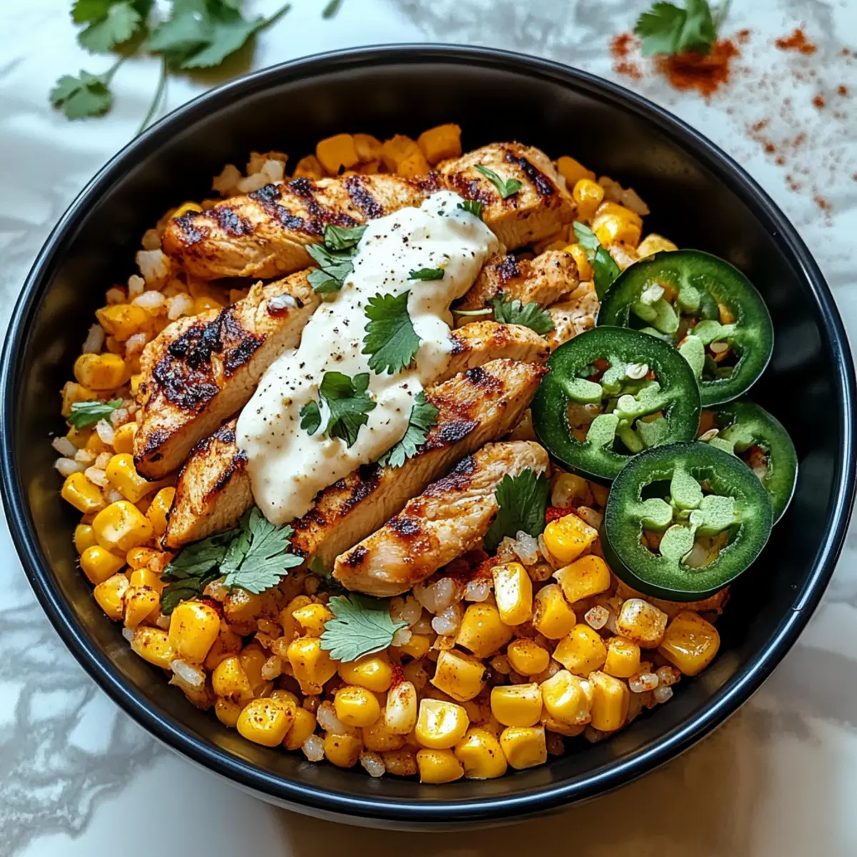 Mexikanische Straßenmais-Hühnchen-Schüssel ganz einfach
