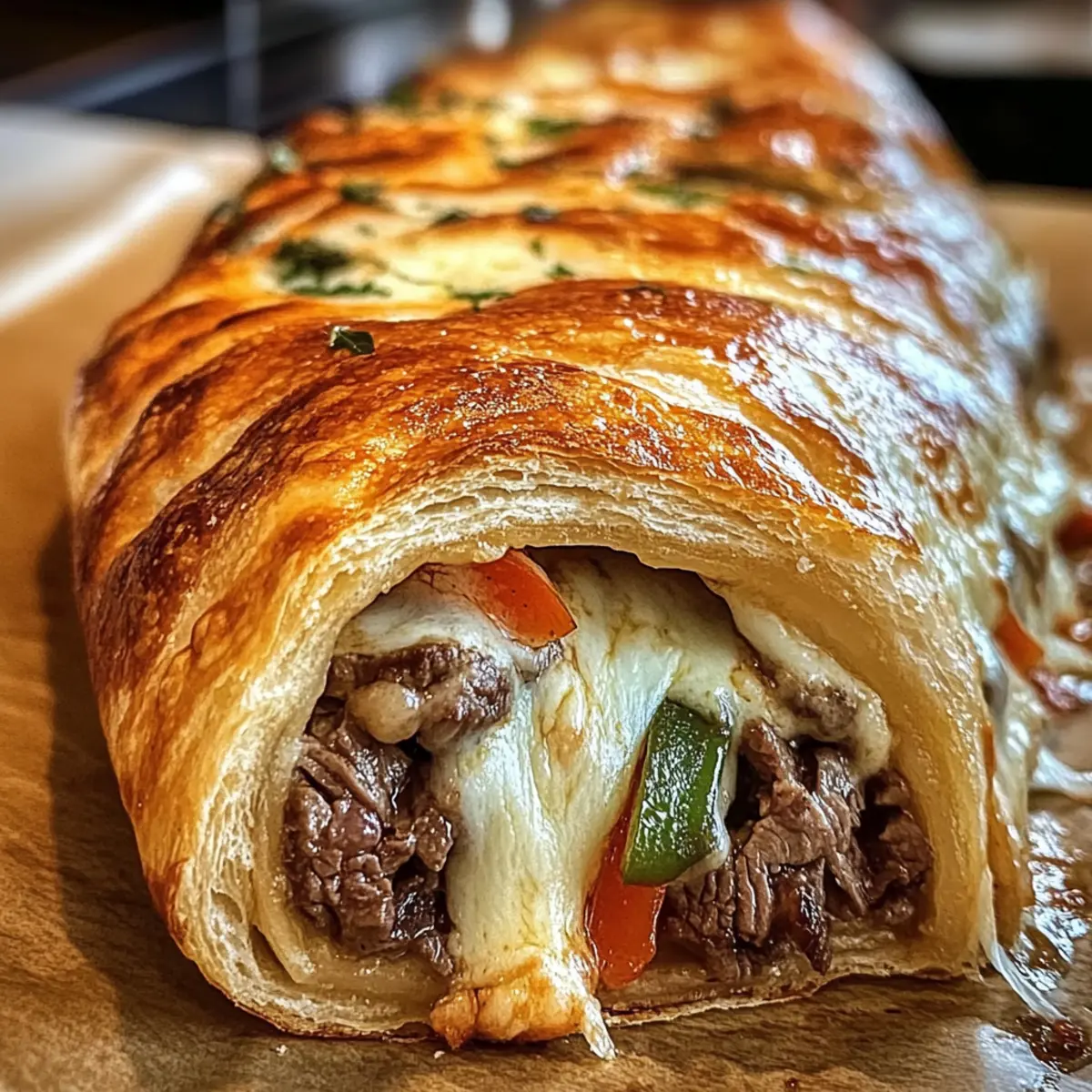 Mozzarella Käse Steak Stromboli für den perfekten Abend