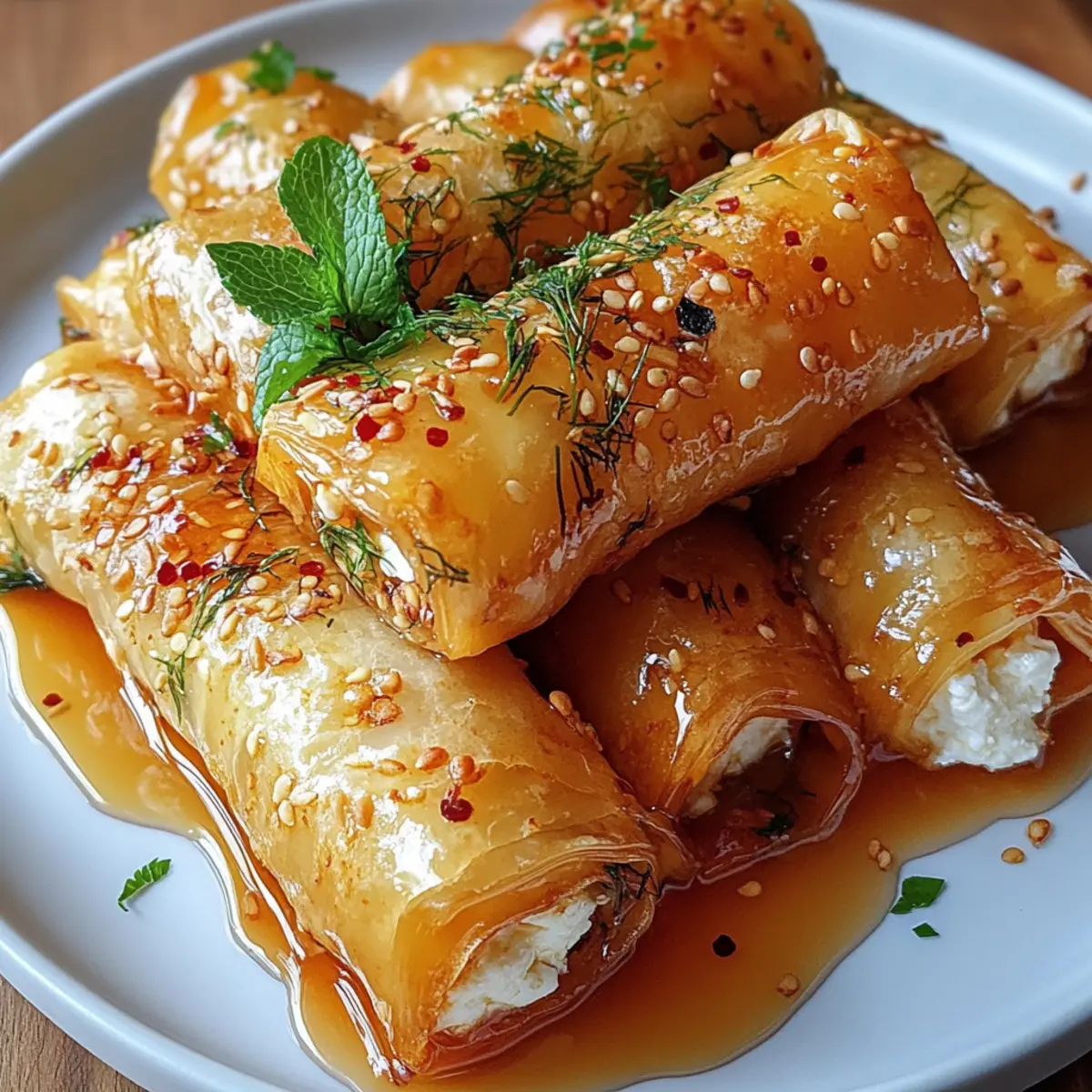 Ofen gebratene Feta-Rollen mit Chili-Honig Genuss