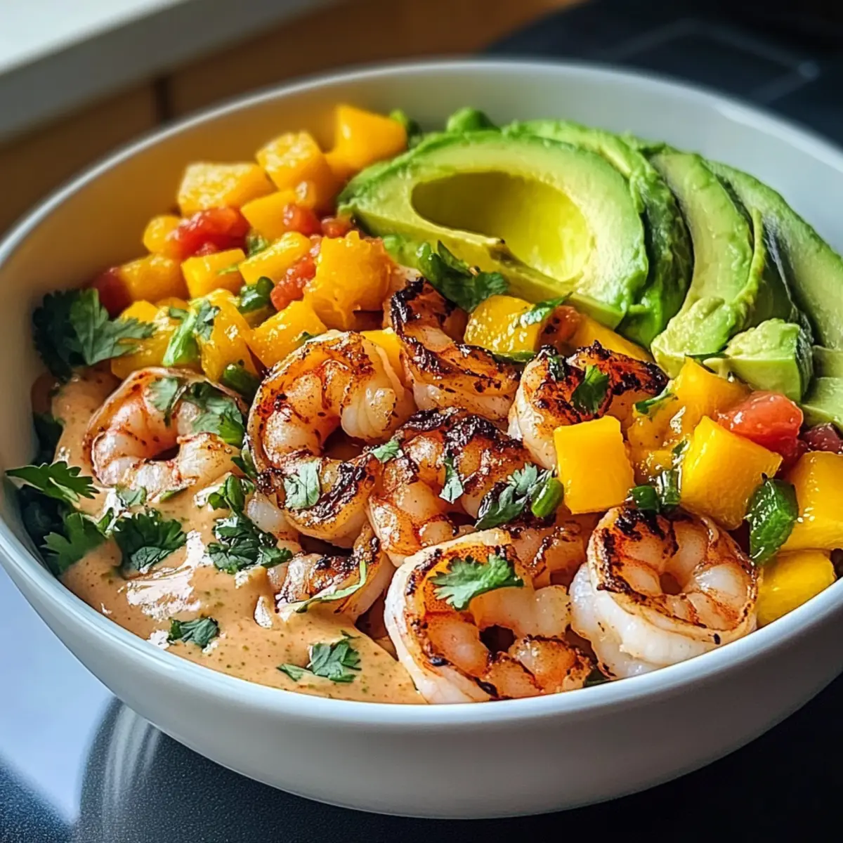 Garnelen- und Avocado-Schalen mit Mango-Salsa
