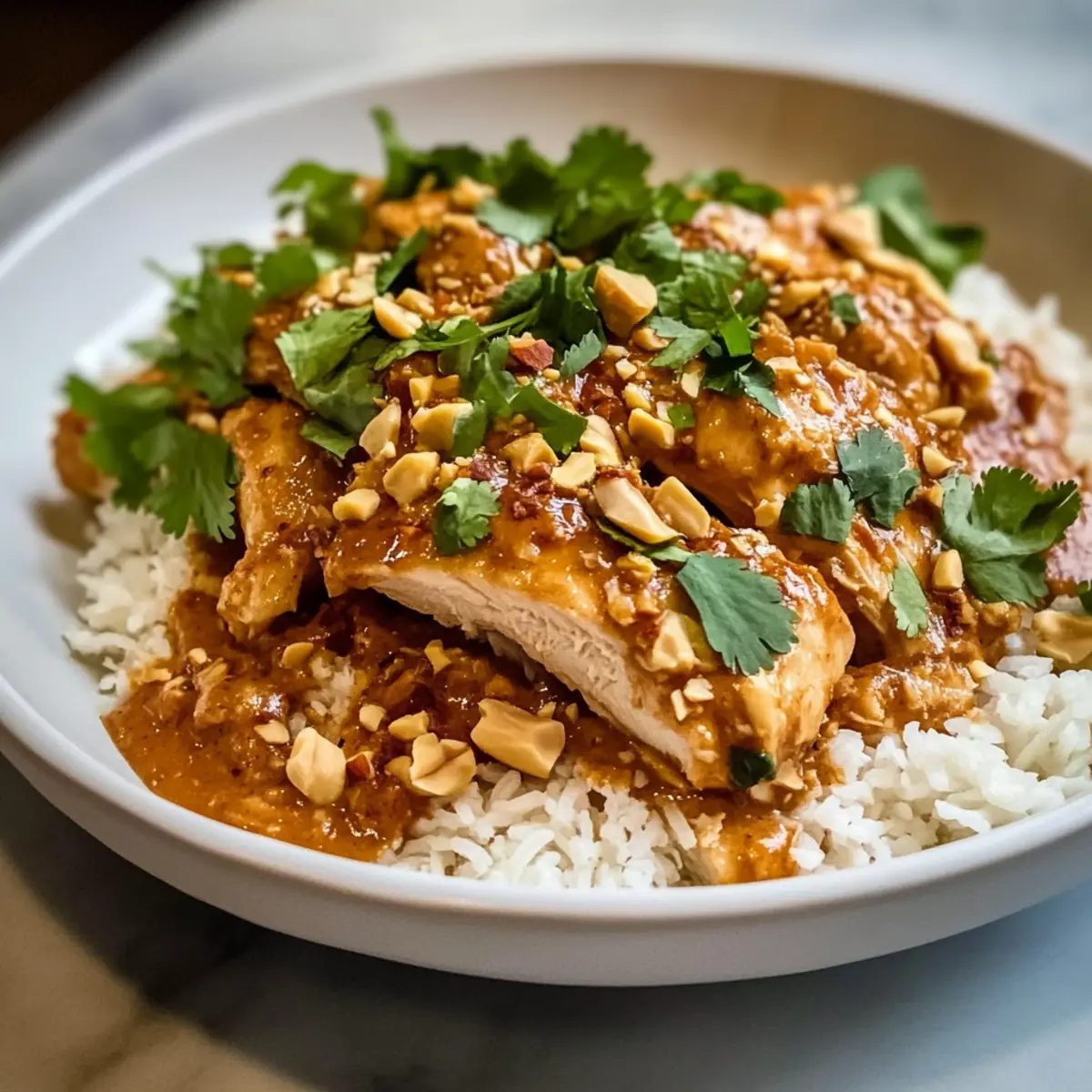 Thai Erdnuss-Hühnchen aus dem Slow Cooker einfach zubereiten