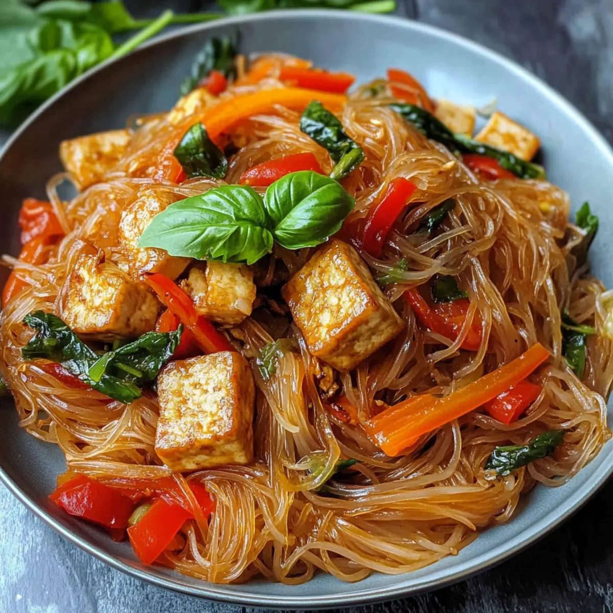 Basilikum und Tofu Vermicelli – Vegan Genuss Pur