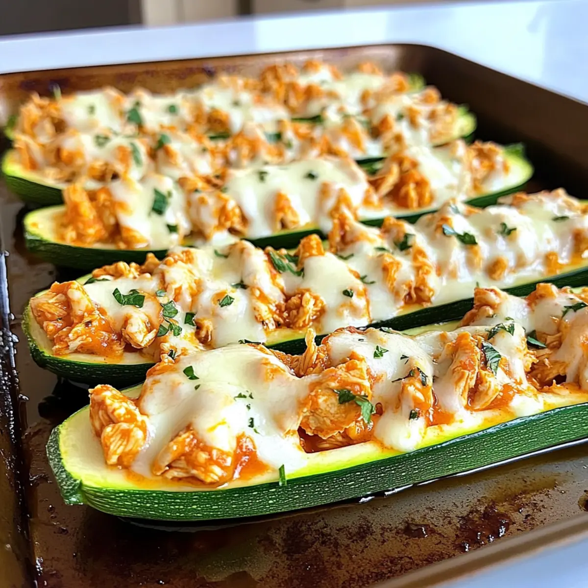 Buffalo-Hühnchen-Zucchini-Boote ganz einfach selbst machen