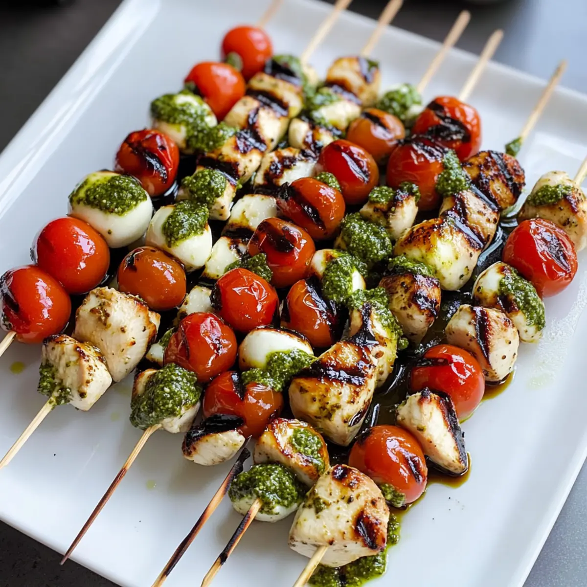 Caprese Hähnchen-Spieße für dein Sommergrillfest