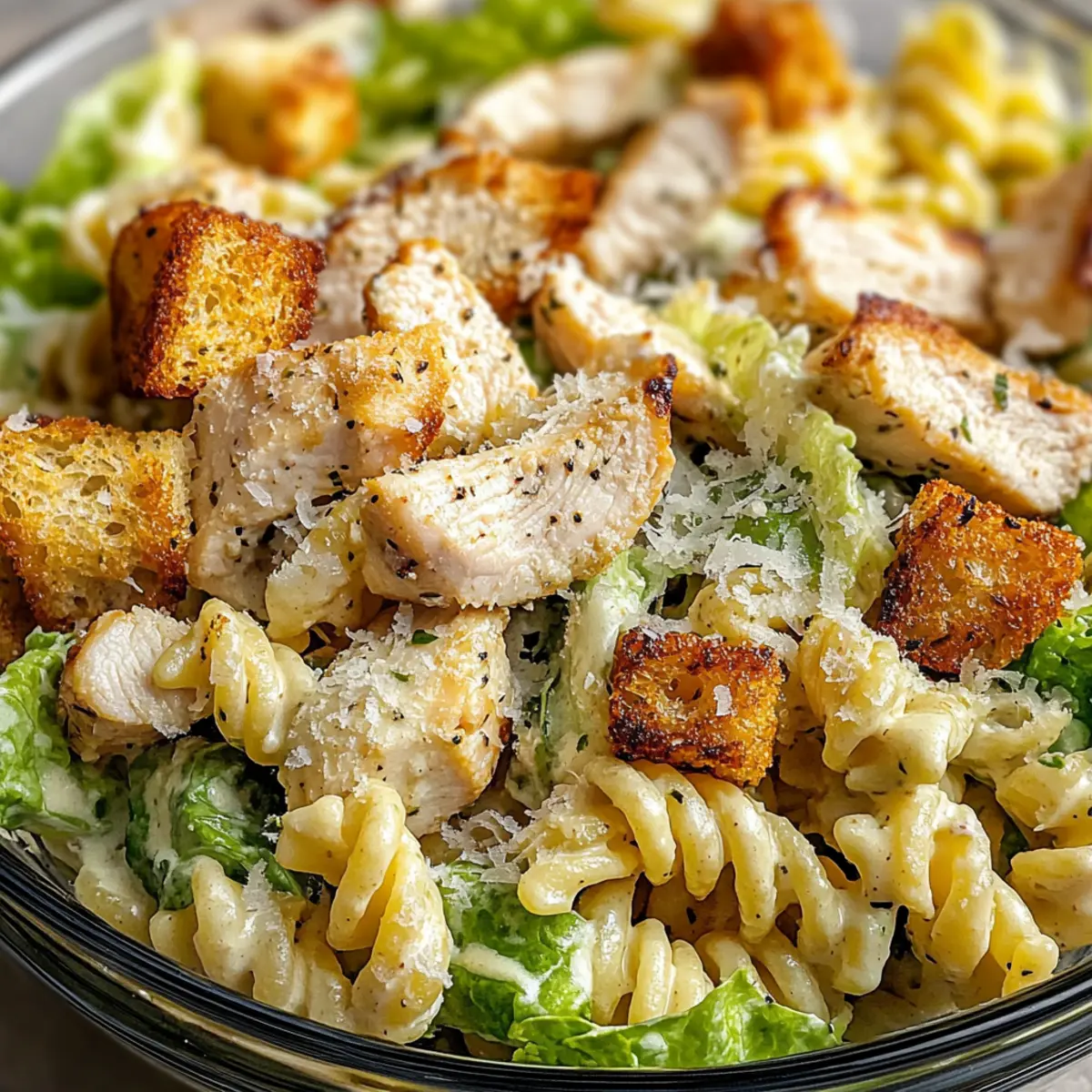 Hähnchen Caesar Pasta Salat für jeden Anlass