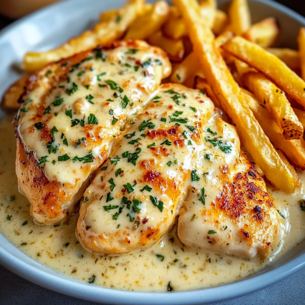 Hähnchenfilet in würziger, cremiger Knoblauch-Parmesan-Sauce