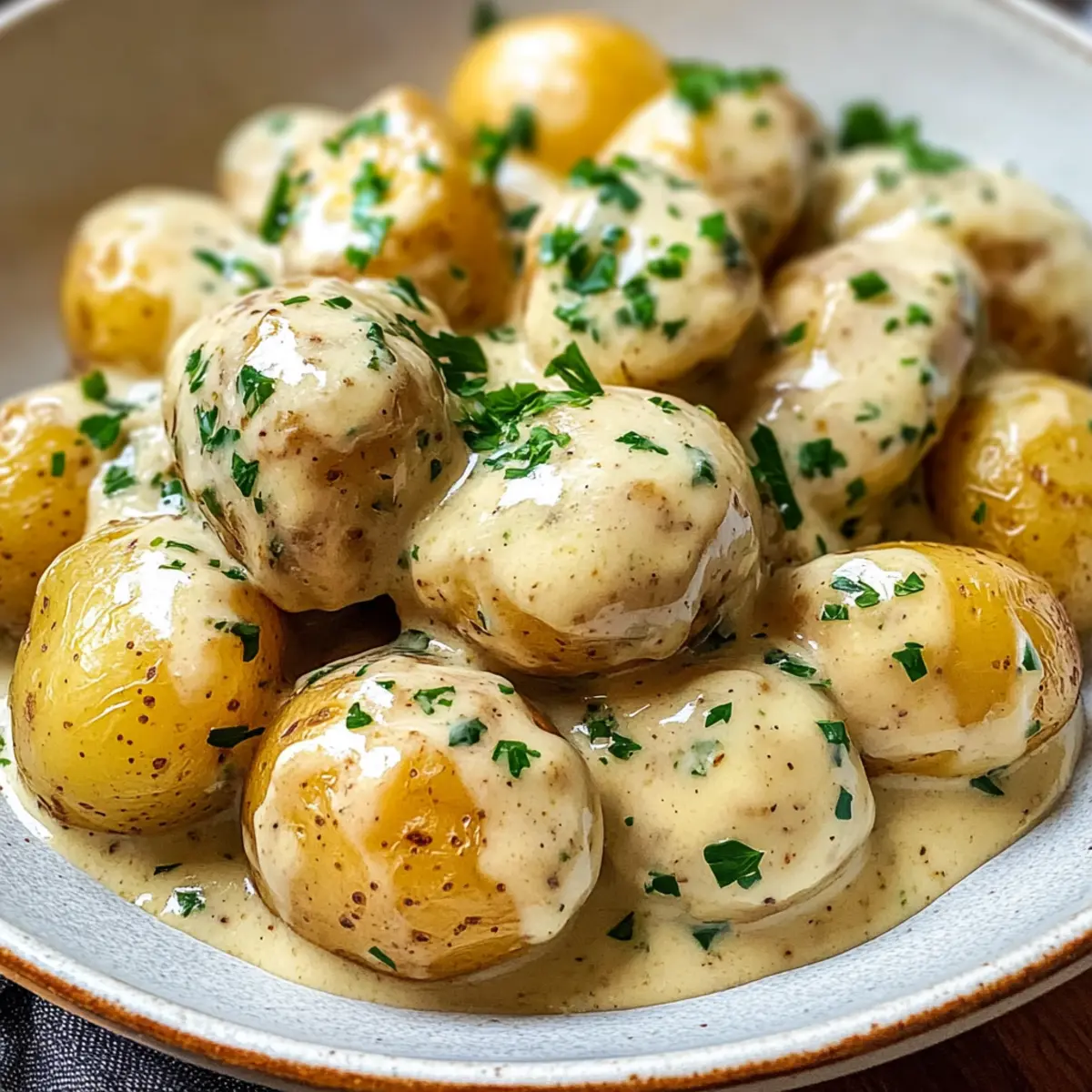 Cremige Knoblauchsauce Babykartoffeln leicht gemacht