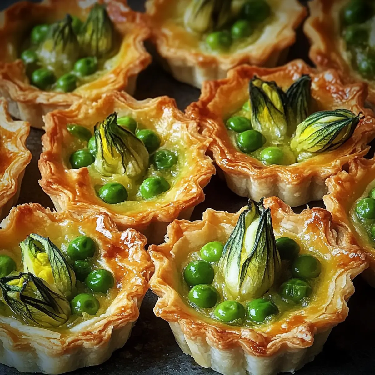 Erbsen Tartelettes mit Zucchiniblüten Genuss