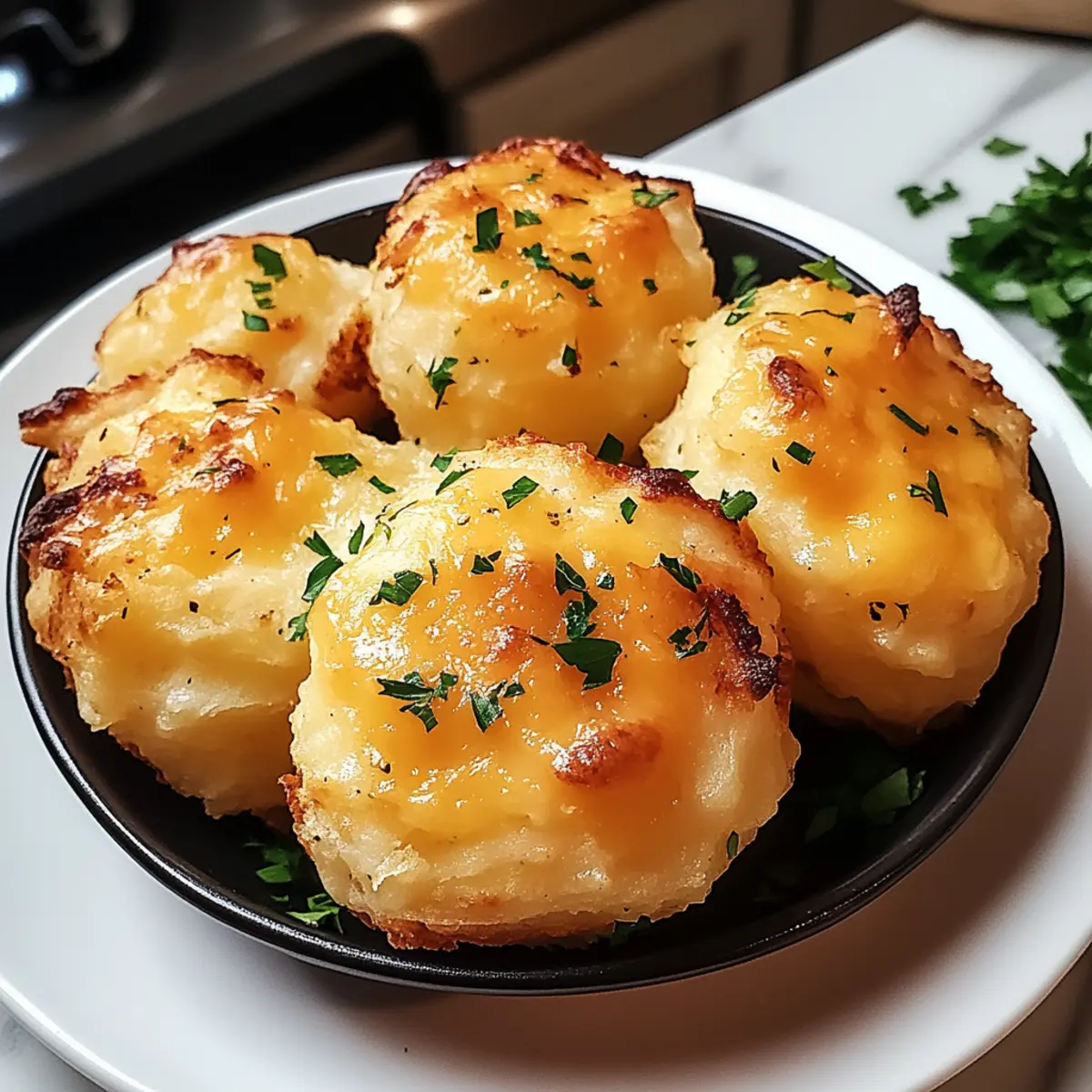 Goldene käsige Kartoffelpüree-Puffs für jeden Anlass