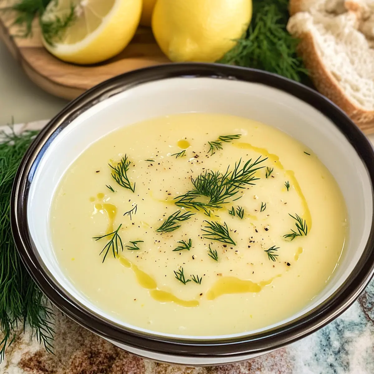 Griechische Ei-Zitronen-Suppe frisch und cremig