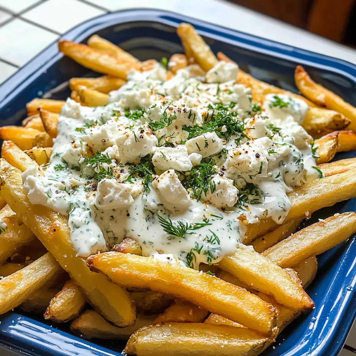 Griechische Pommes mit Feta Käse für den perfekten Snack
