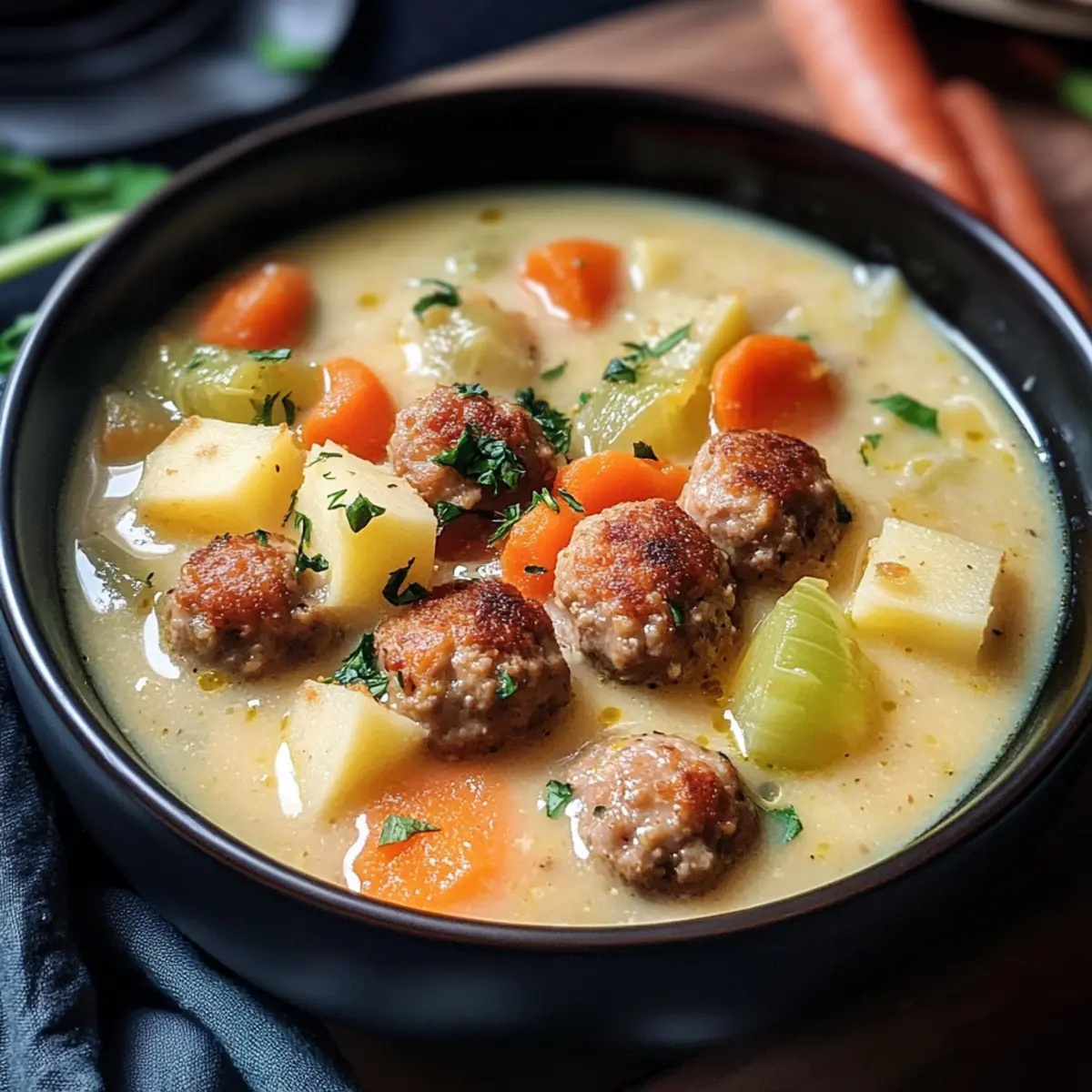 Kohlrabi Suppentopf mit Hackbällchen leicht gemacht