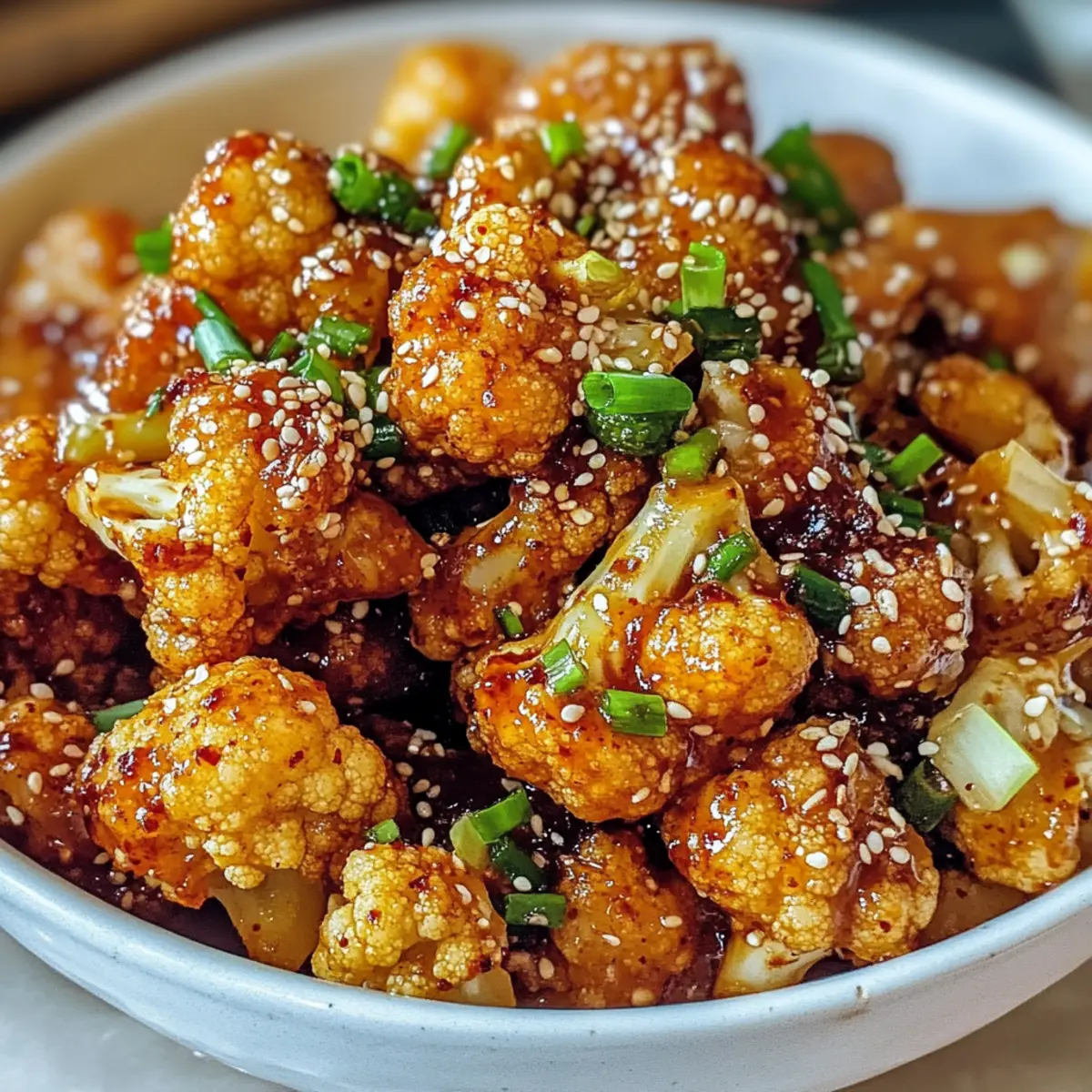 Koreanischer gebackener Blumenkohl mit Gochujang Sauce