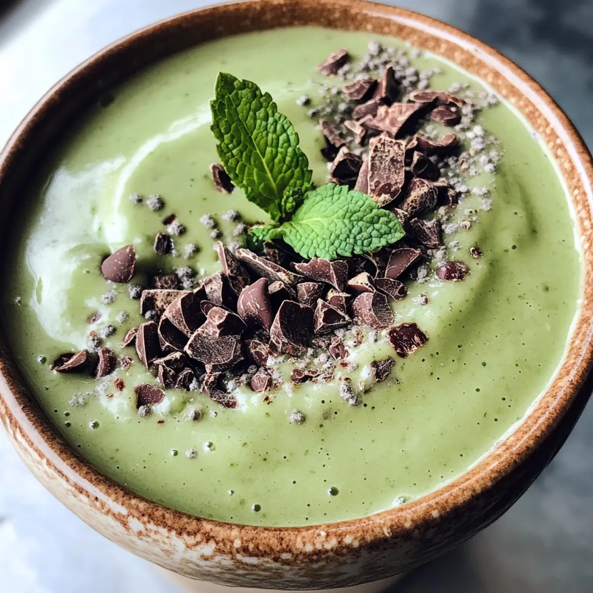 Minz-Schokoladen-Spirulina-Smoothie für Vitalität