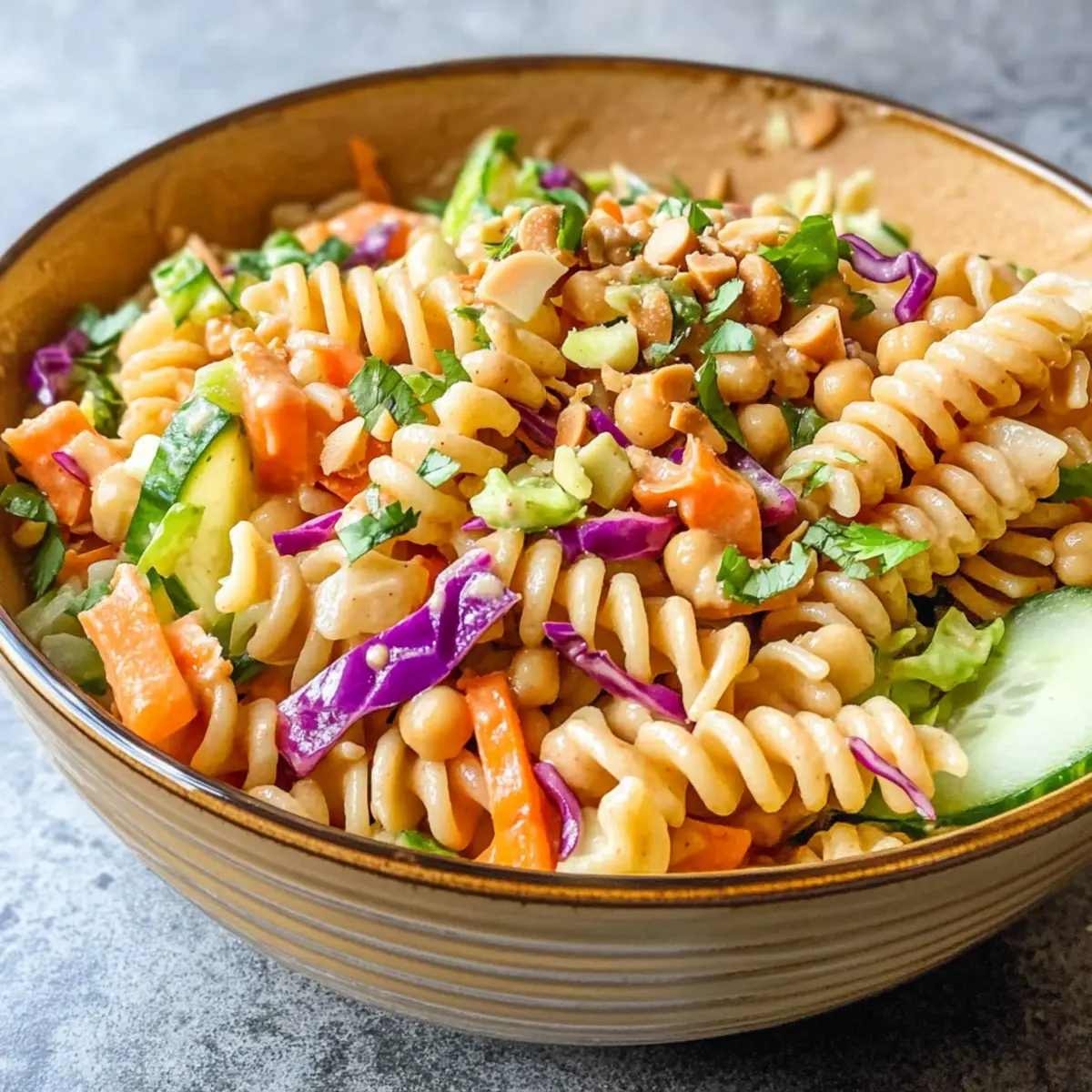 Proteinreicher Thai-Pasta-Salat für schnelles Kochen