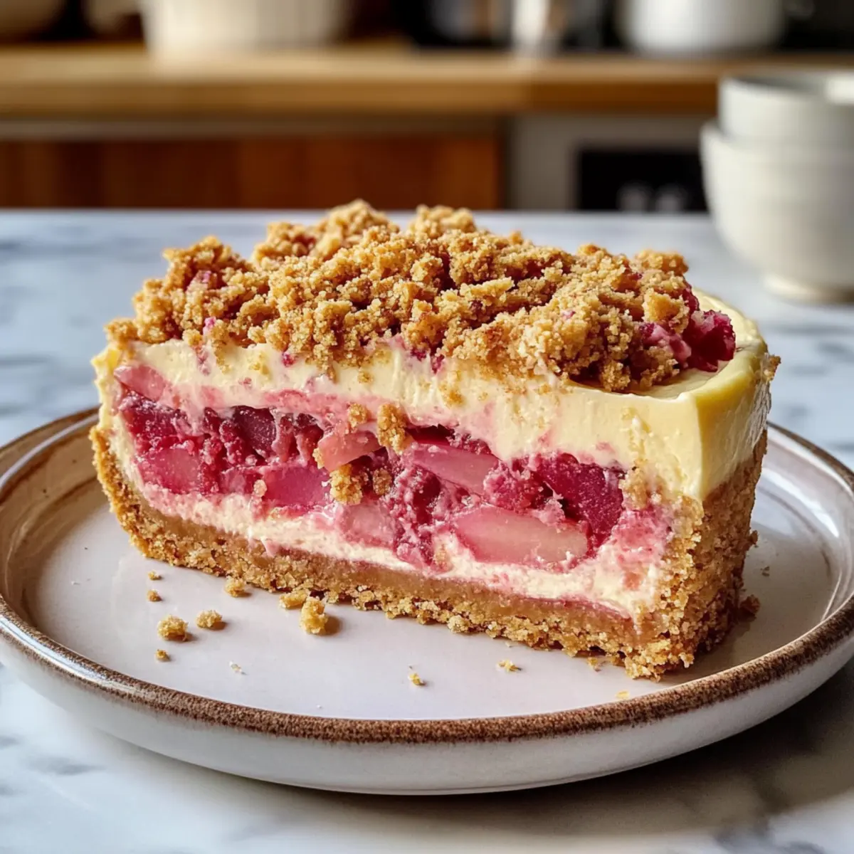 Rhabarber-Streuselkuchen-Cheesecake für Genießer