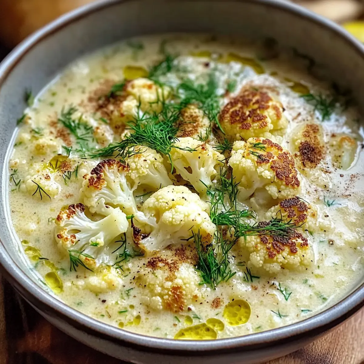 Reiche mediterrane Blumenkohlsuppe für jede Gelegenheit