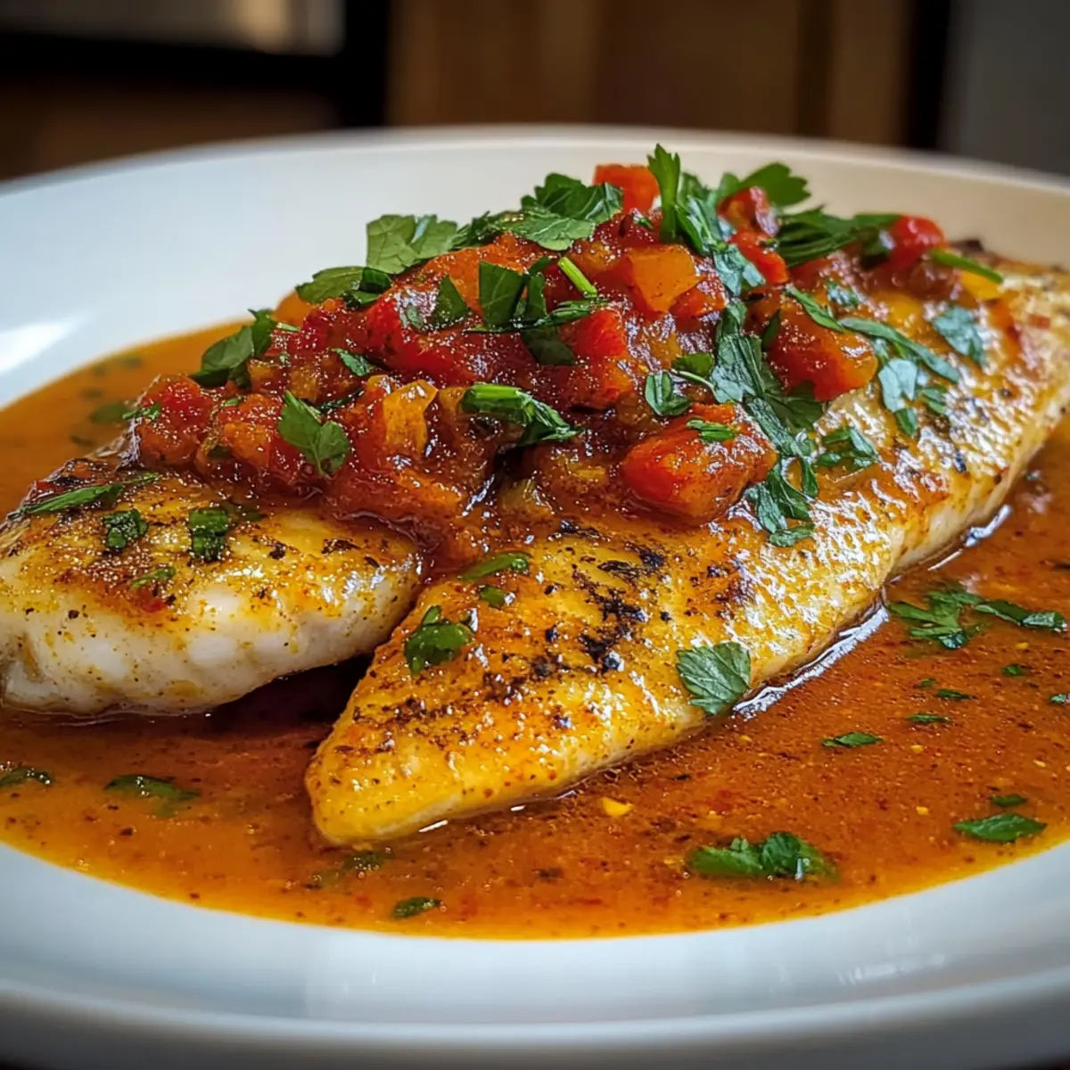 Herzhafter Tilapia in würziger Paprikasauce schnell und einfach