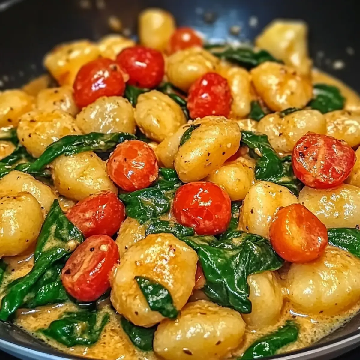 Schnelle Gnocchi-Pfanne mit Tomate und Spinat