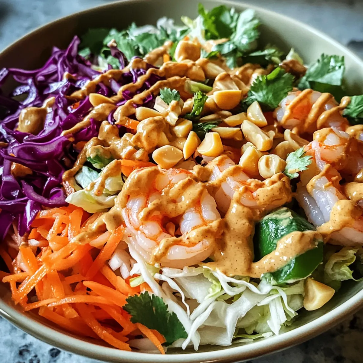 Frühlingsrollen-Salat mit Erdnusssauce leicht gemacht