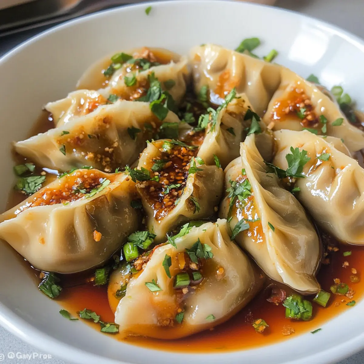 Gedämpfte Teigtaschen mit passender Dipsauce