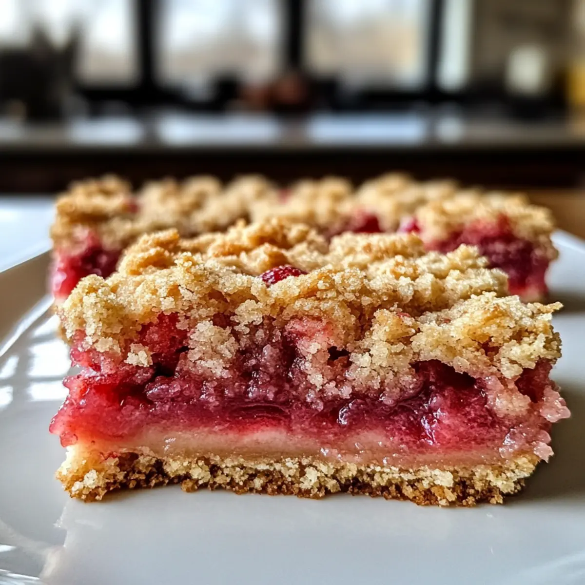 Erdbeer-Rhabarber-Krümelriegel zum Verlieben