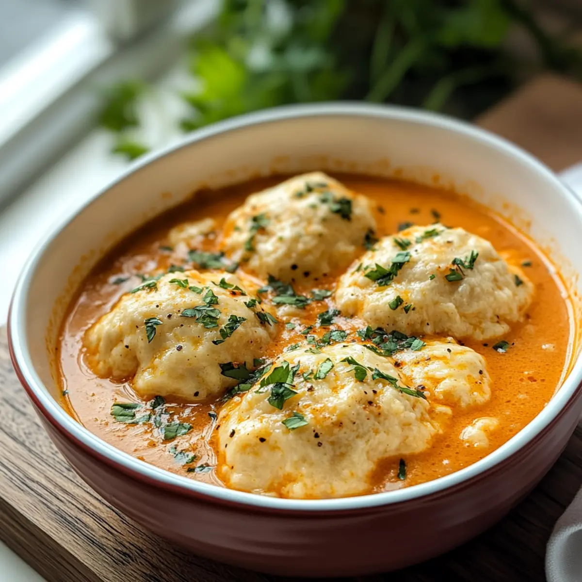Tomatensuppe mit Cheddar-Bay-Knödeln selbst gemacht