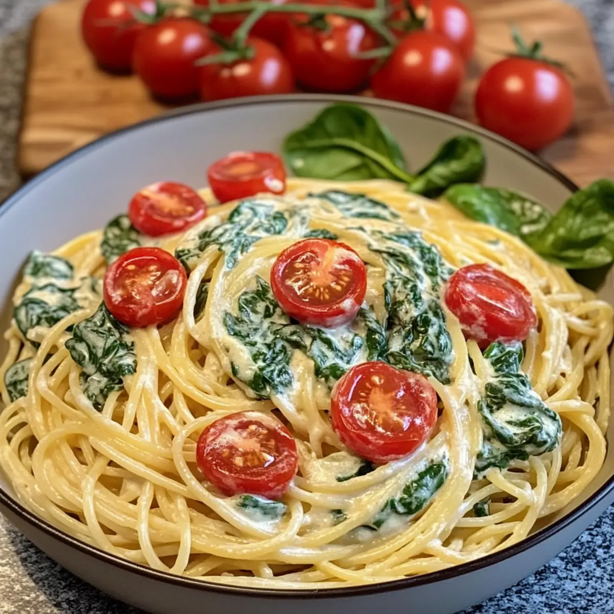 15 Minuten Spaghetti mit Spinat-Frischkäse-Sauce