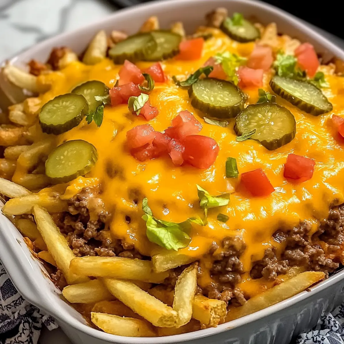 Käseburger-Pommes Frites-Auflauf für die Familie