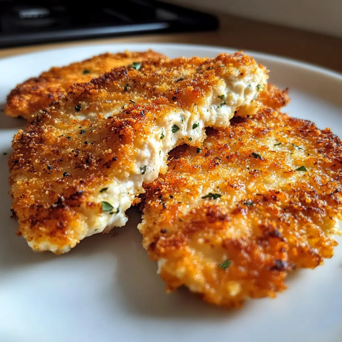 Hühnchenbrustfilets mit Hüttenkäsekruste in 20 Minuten