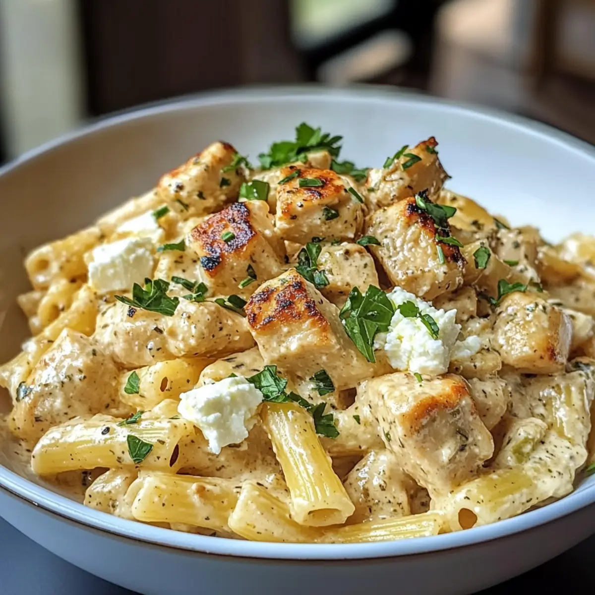 Cremige Hähnchen Feta Pasta für die ganze Familie