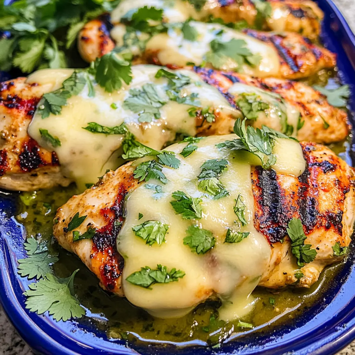 Gegrillte Salsa Verde Pepper Jack Chicken Genuss