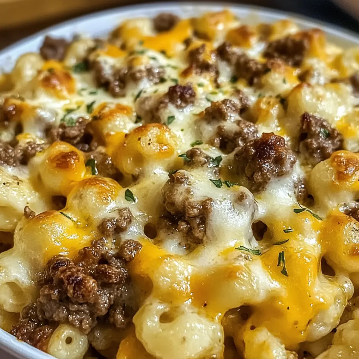 Keto Cheeseburger Blumenkohl Mac für echte Genießer