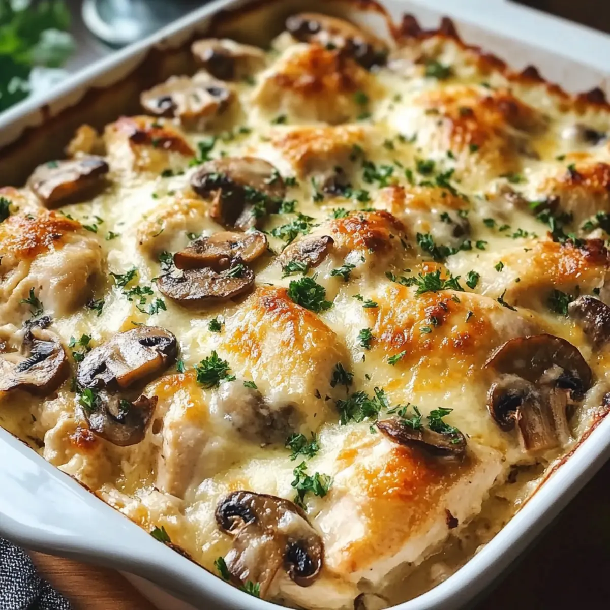 Keto Knoblauch Pilz Hühnchen Auflauf für Feinschmecker