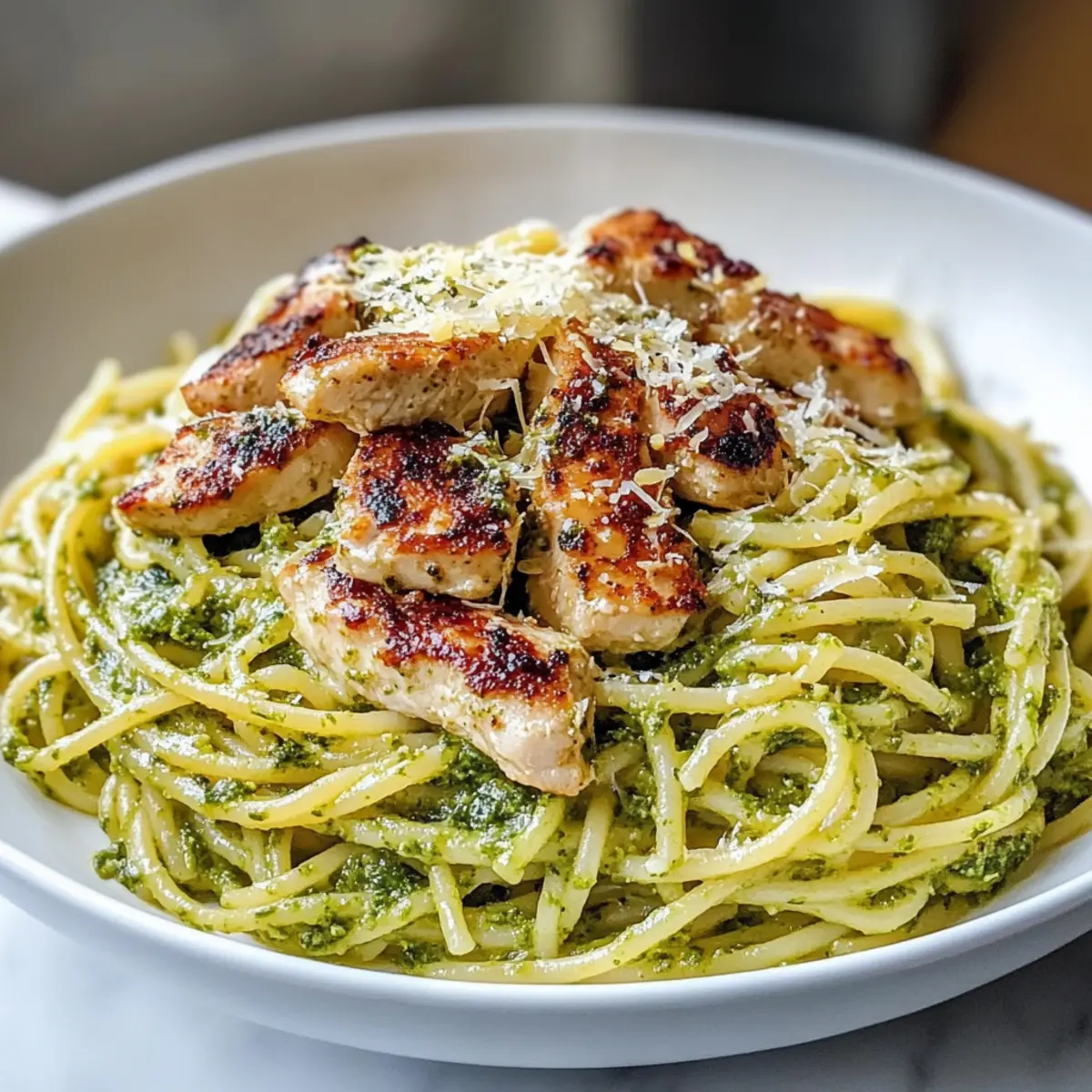 Leichte Pesto-Pasta mit Hühnchen für jede Gelegenheit