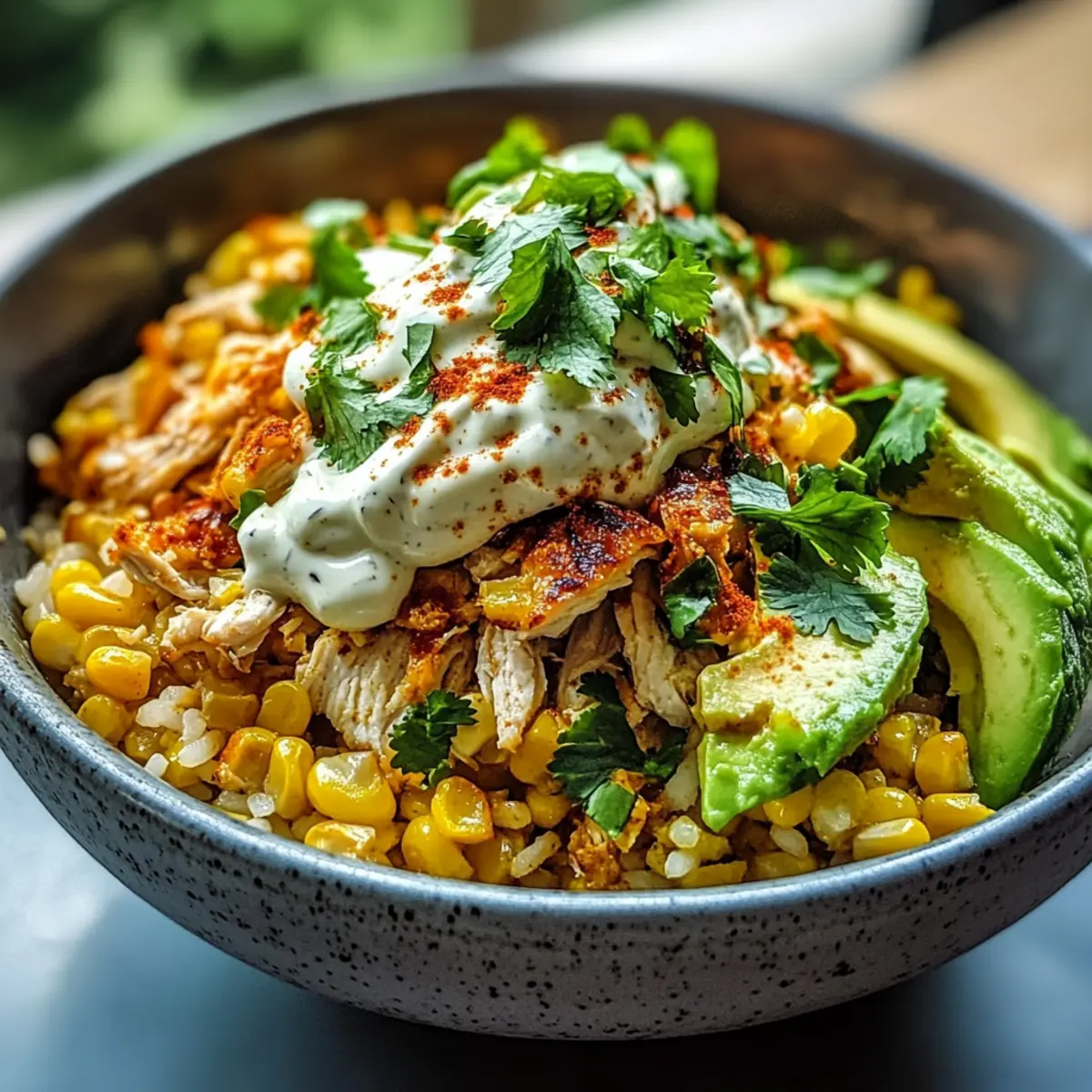 Schnelle Mexikanische Straßenmais-Hühnchen-Schüsseln