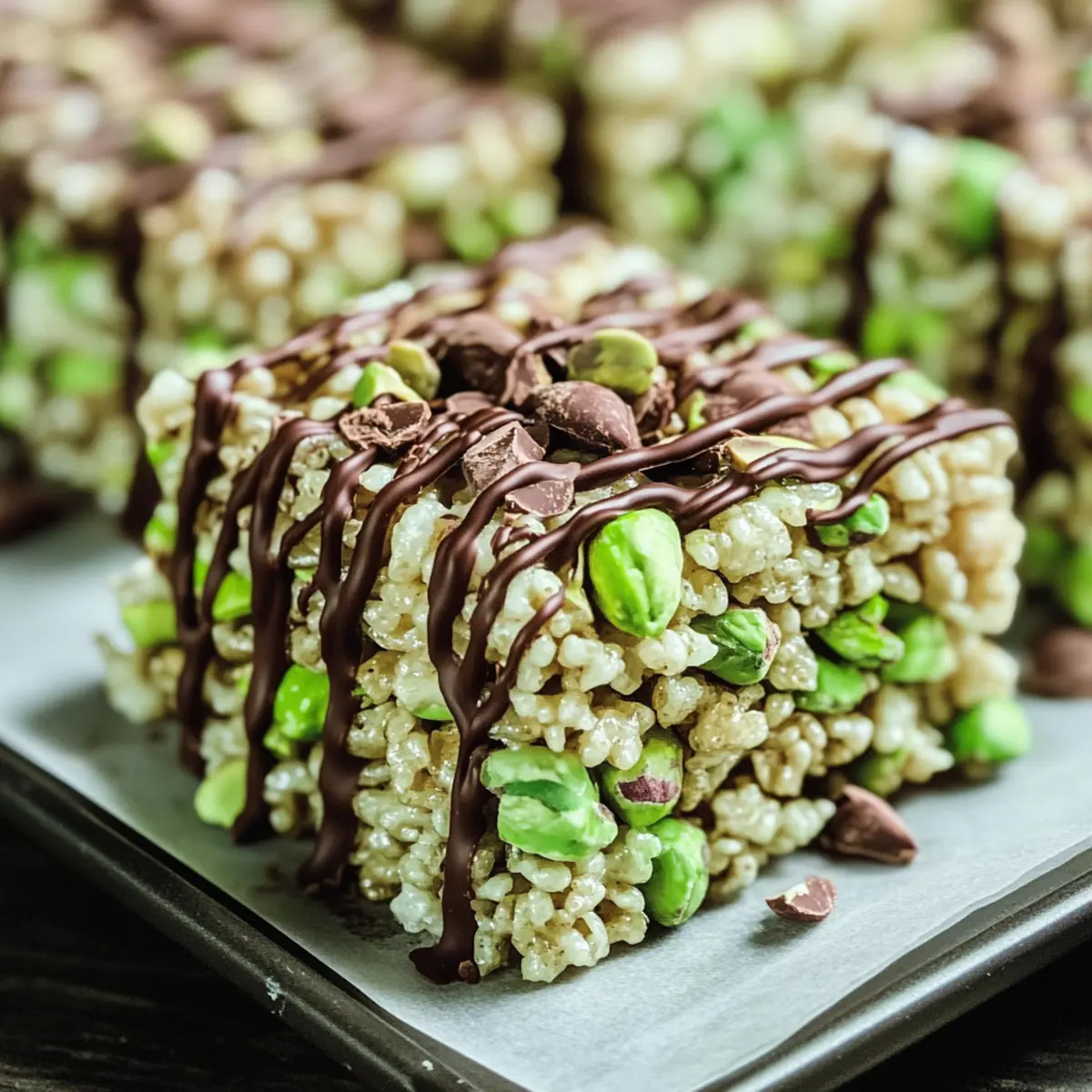 Pistazienreis-Krispies mit Schokoladenguss
