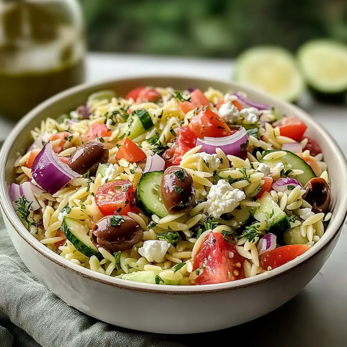 Schneller mediterraner Orzo-Pasta-Salat für jeden Tag