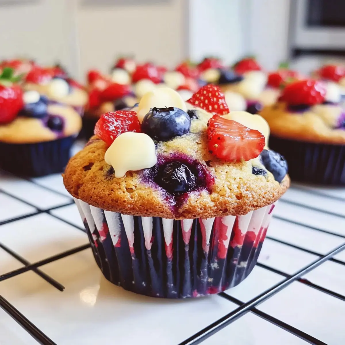 Rot, Weiß und Blaubeer Muffins für jeden Anlass