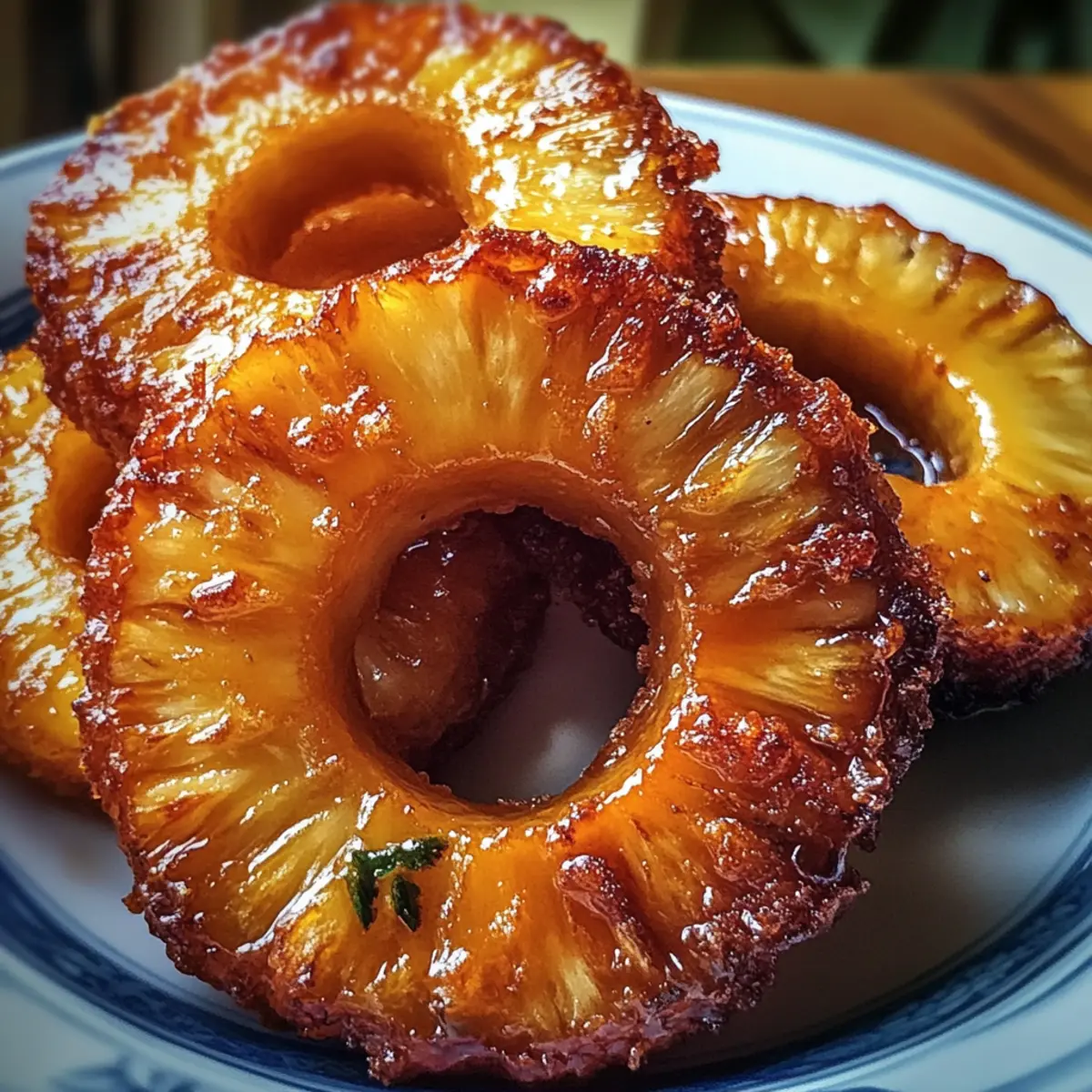 Rum-getränktes gebratenes Ananas für tropischen Genuss