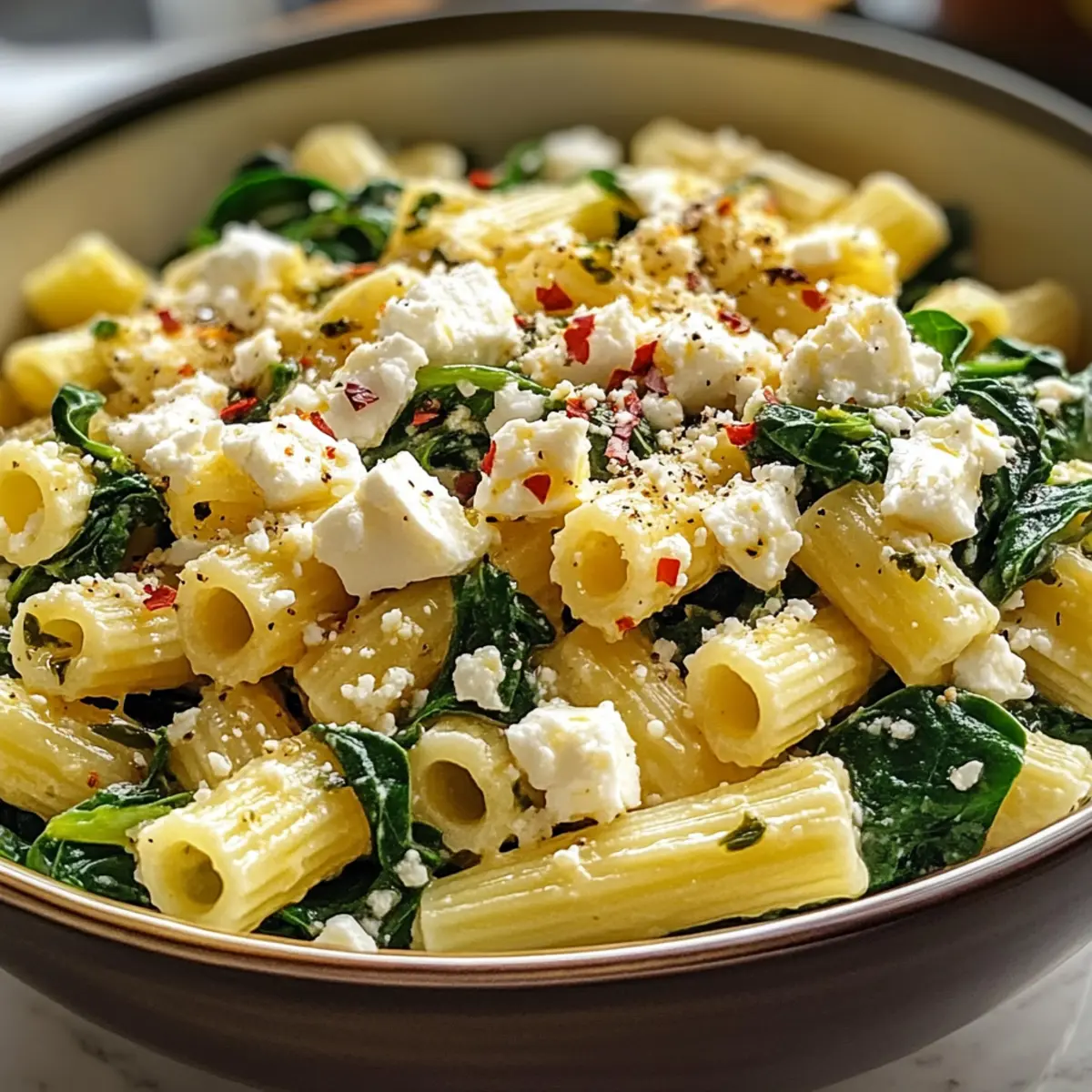 Schnelle Spinat-Feta-Pasta für ein gesundes Abendessen