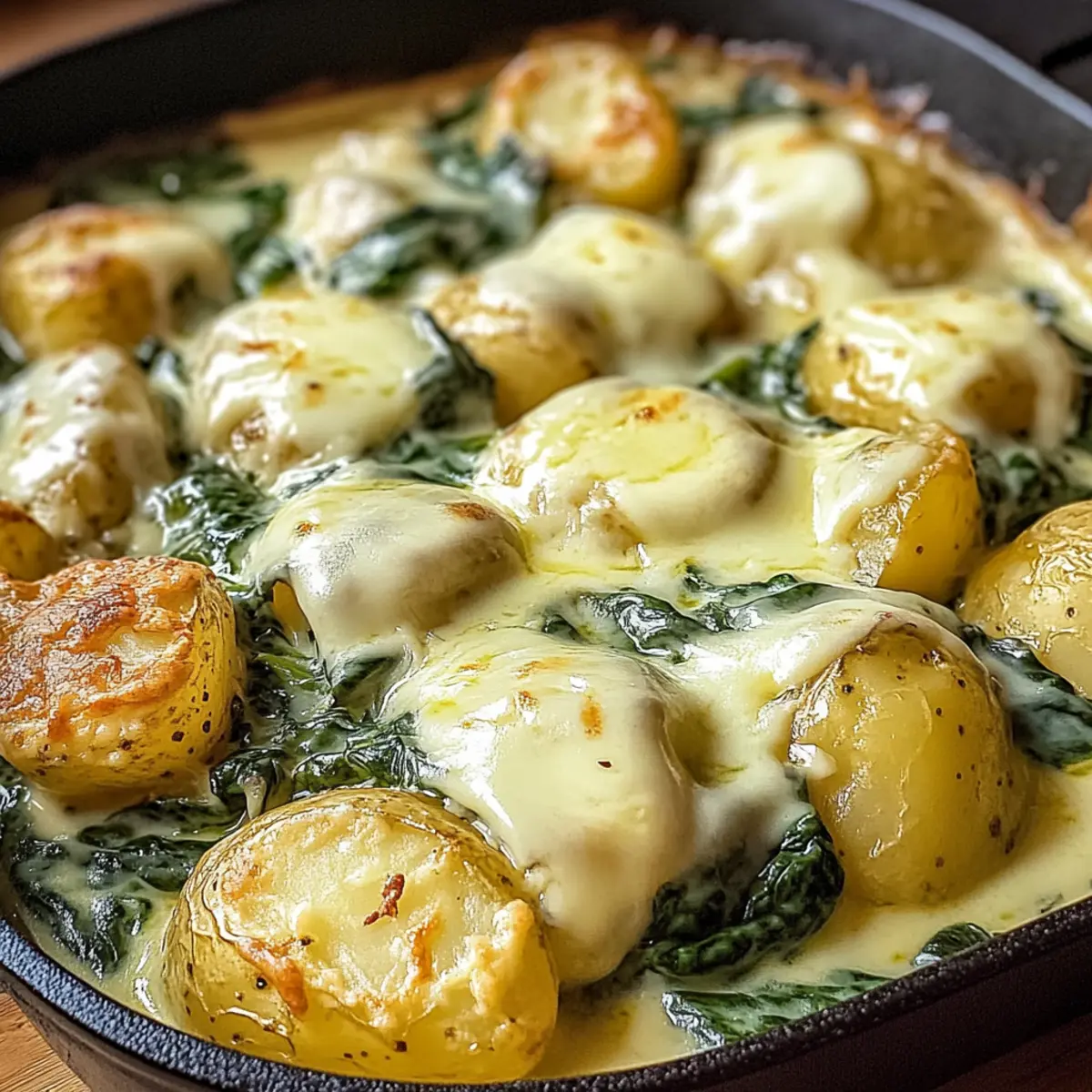 Spinatkartoffeln mit Käse-Sahne-Soße schnell kochen