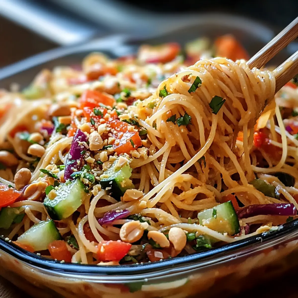 Thai-Spaghetti-Salat mit Erdnusssauce für jeden Tag