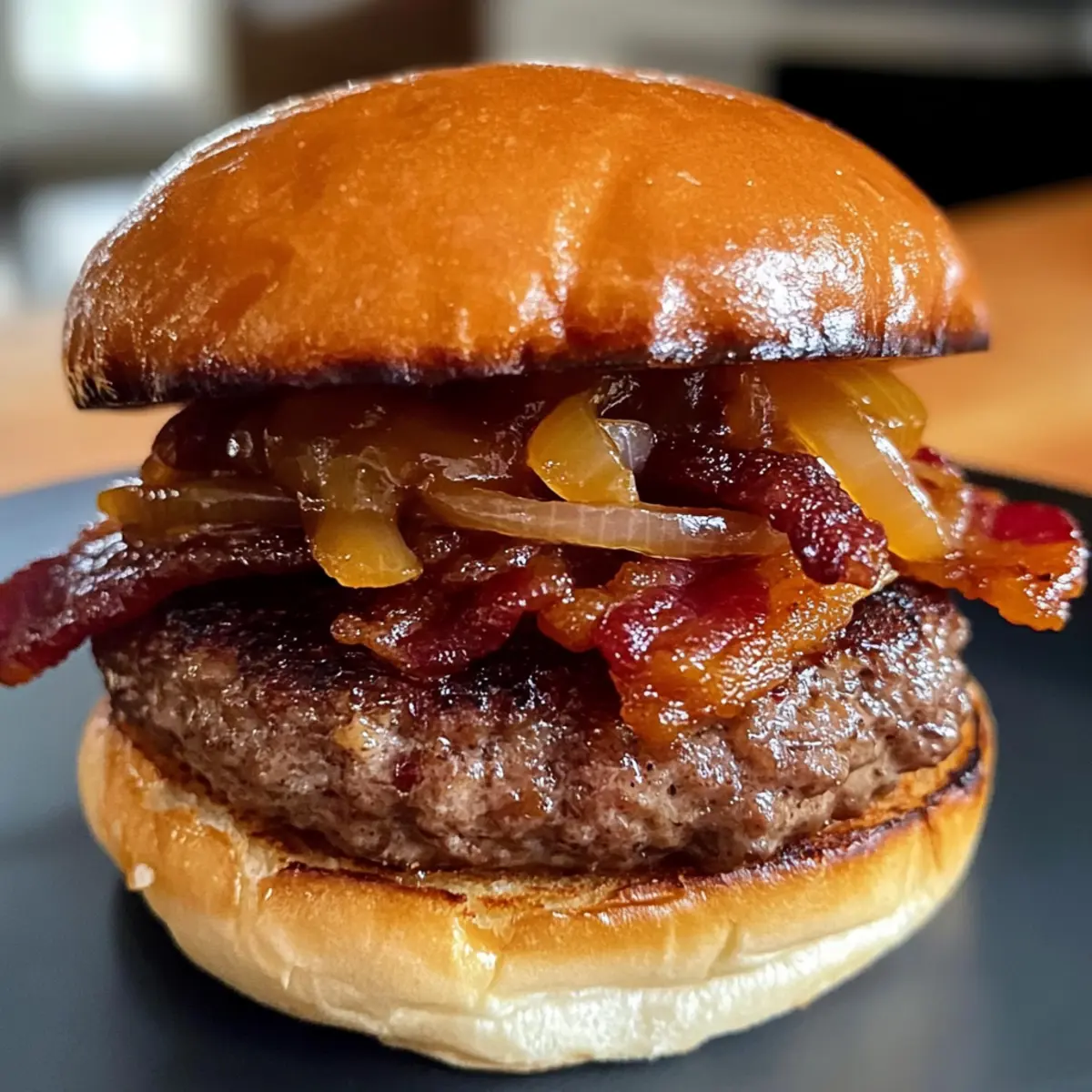 Savory Whiskey-Ahornsirup-Bacon-Burger für Zuhause