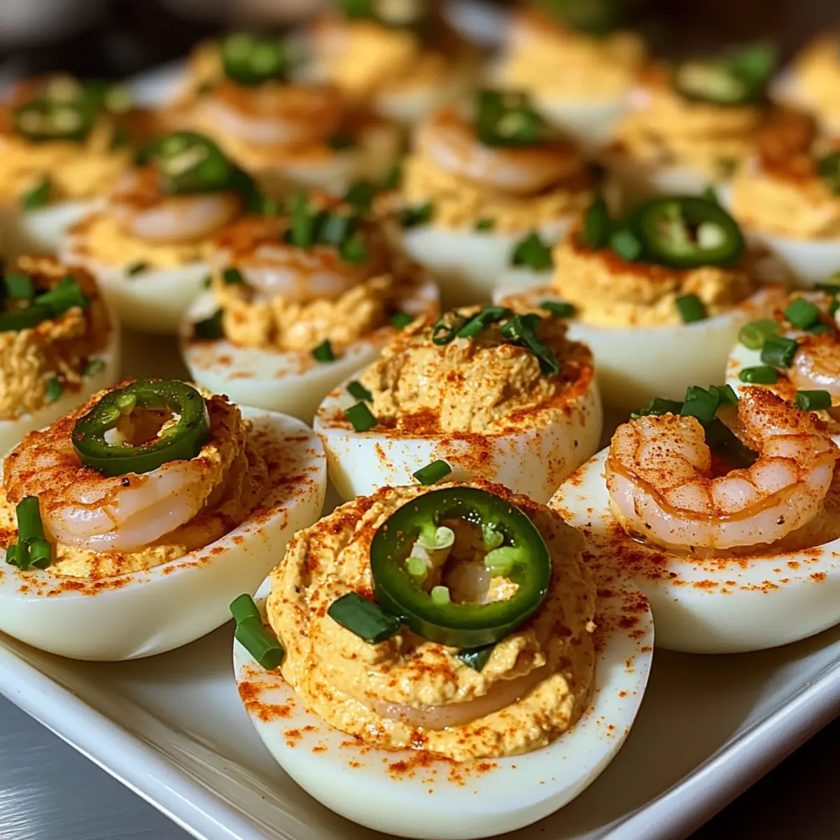 Cajun Garnelen gefüllte Eier für den perfekten Snack
