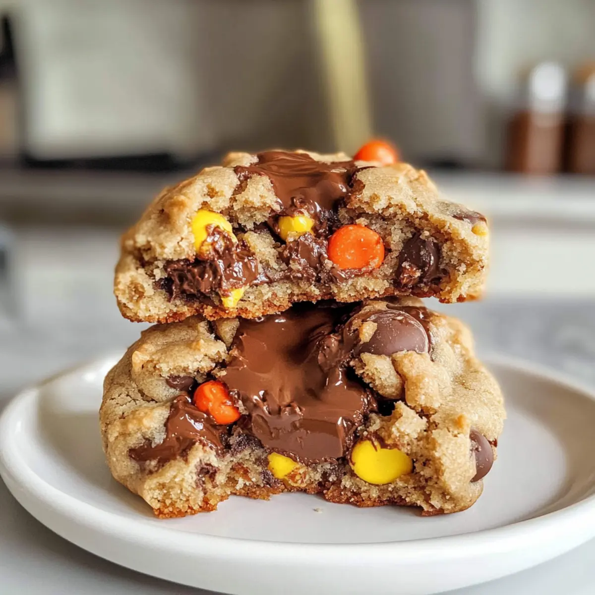 Schokoladenkekse gefüllt mit Erdnussbutter & Nutella