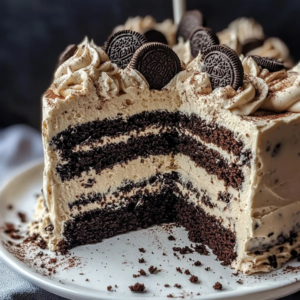 Kekse und Sahne Kuchen mit Kaffee Oreo Buttercreme