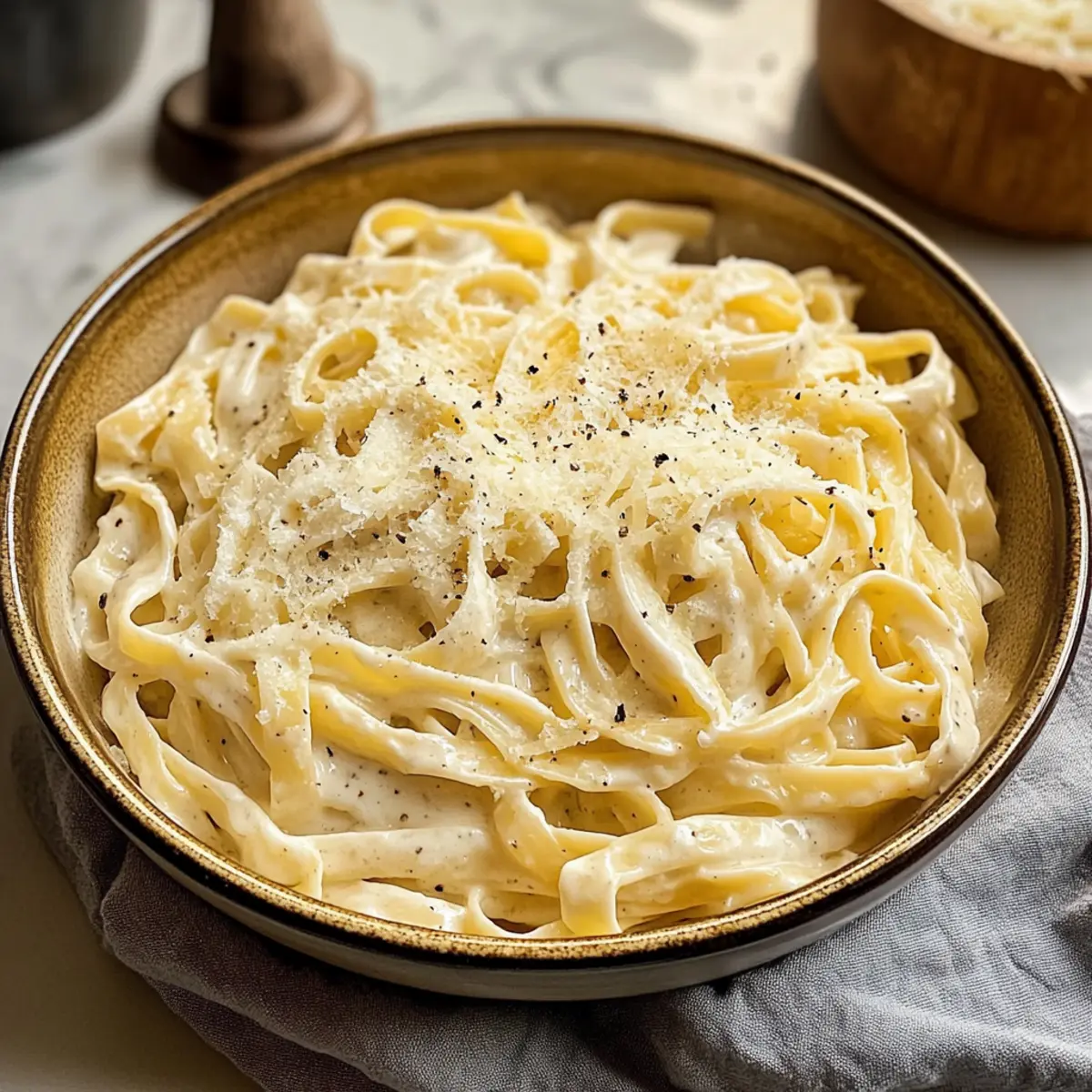 Hüttenkäse Alfredo für gesundes Pasta-Vergnügen